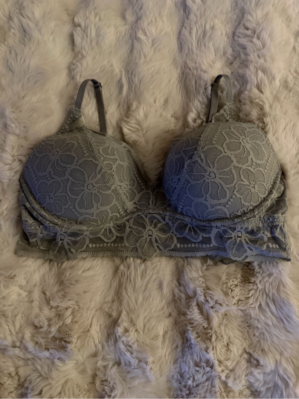PINK Victoria's Secret Gray Floral Lace Underwire padded Bra